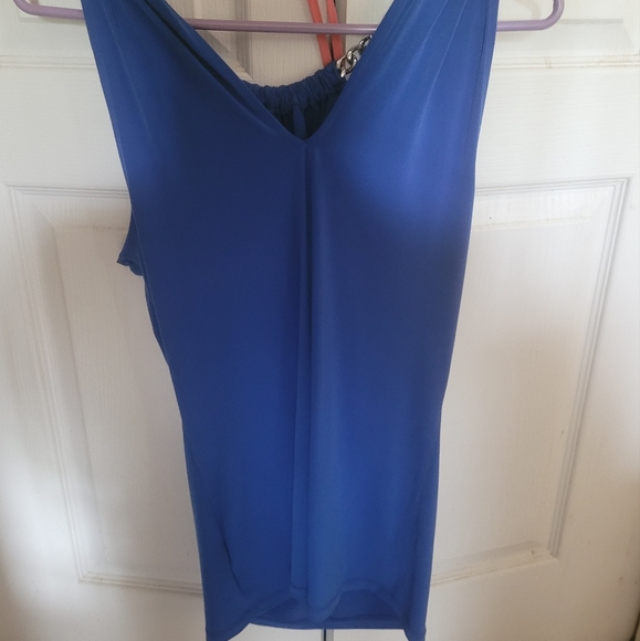 Royal Blue Michael Kors Blouse, strapless, chain detail. Like new. - Picture 2 of 6